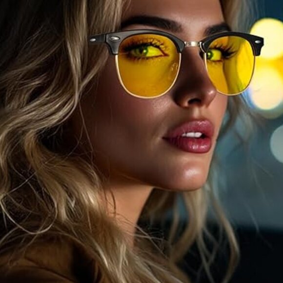 LP NWT Black Gold Yellow UV Blocking Night Vision Driving Anti-Glare Glasses - Picture 3 of 6